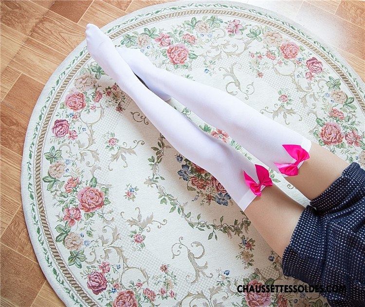 Chaussettes Longues Femme Chaussette De Noël Dame Velours Charmant Papillon Long Stock Blanc