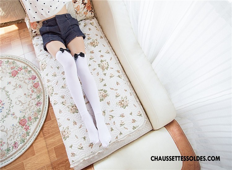 Chaussettes Longues Femme Chaussette De Noël Dame Velours Charmant Papillon Long Stock Blanc