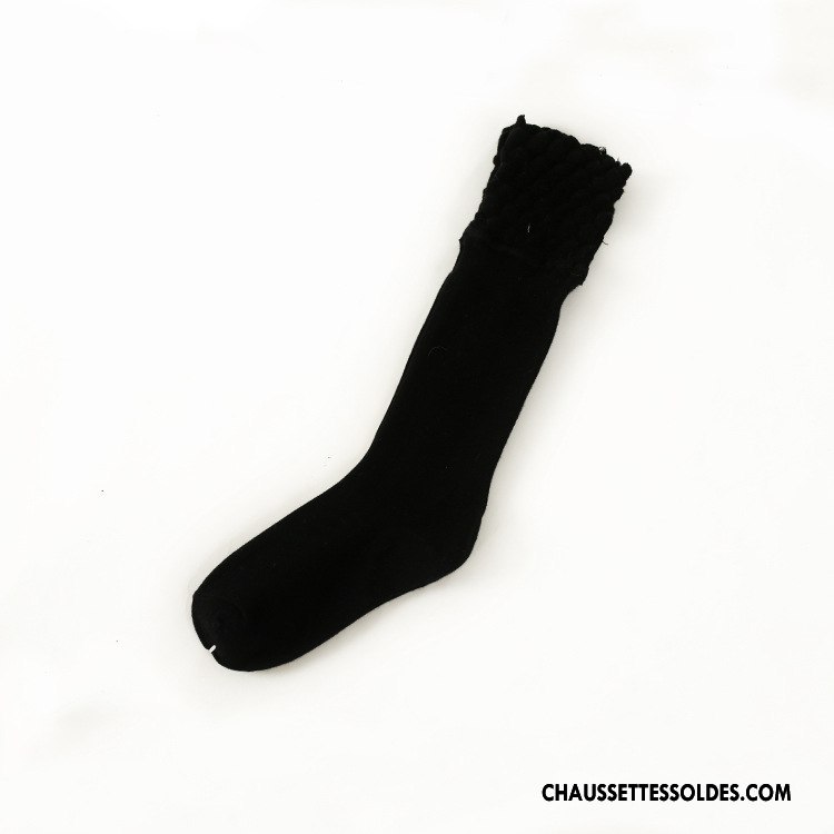 Chaussettes Longues Femme Chaussette À Genou Milieu Chaussettes En Coton L'automne Plaine Hiver Noir