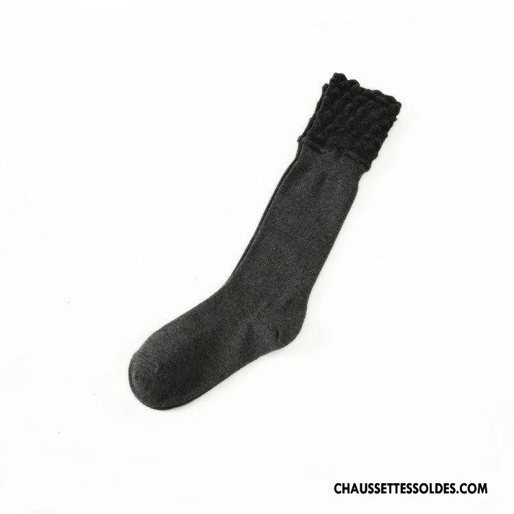 Chaussettes Longues Femme Chaussette À Genou Milieu Chaussettes En Coton L'automne Plaine Hiver Noir
