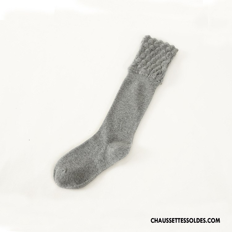 Chaussettes Longues Femme Chaussette À Genou Milieu Chaussettes En Coton L'automne Plaine Hiver Noir