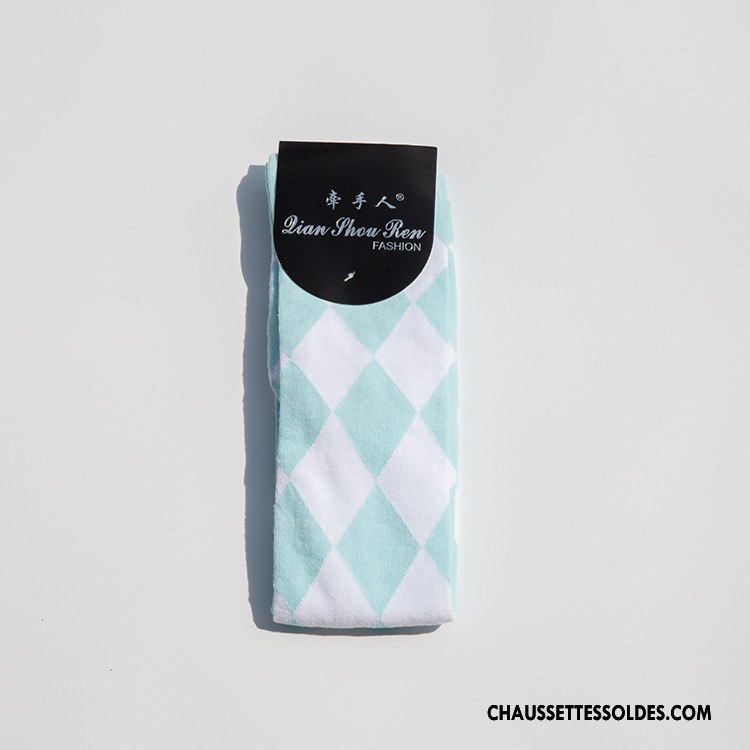 Chaussettes Longues Femme Chaussettes En Coton Fille Charme Rayé Le Nouveau Losange Noir