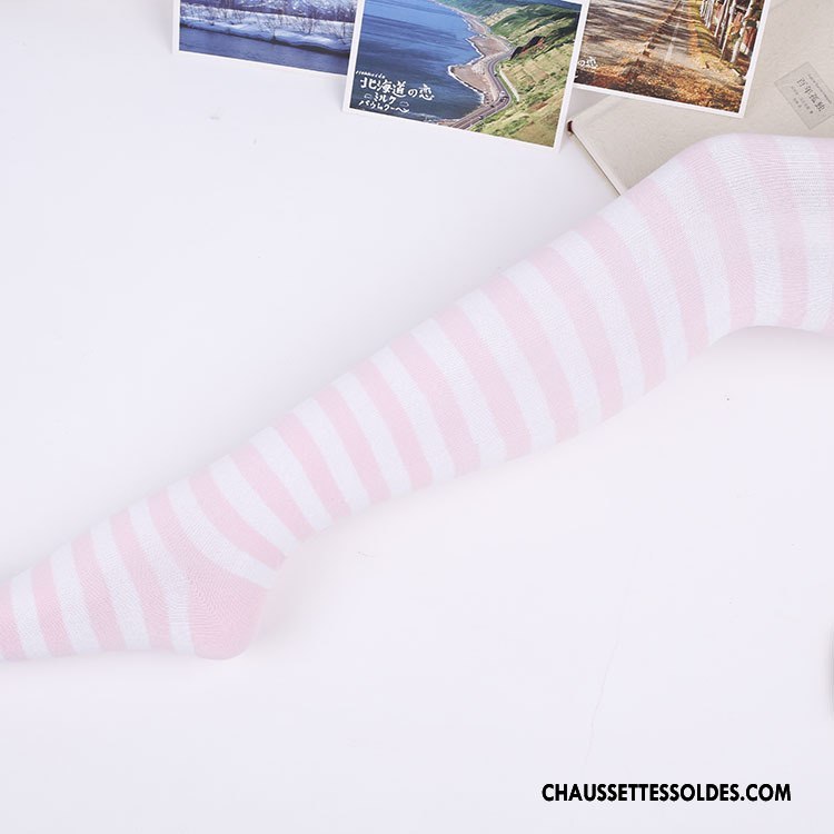 Chaussettes Longues Femme Chaussettes En Coton Fille Charme Rayé Le Nouveau Losange Noir