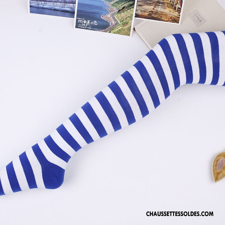 Chaussettes Longues Femme Chaussettes En Coton Fille Charme Rayé Le Nouveau Losange Noir
