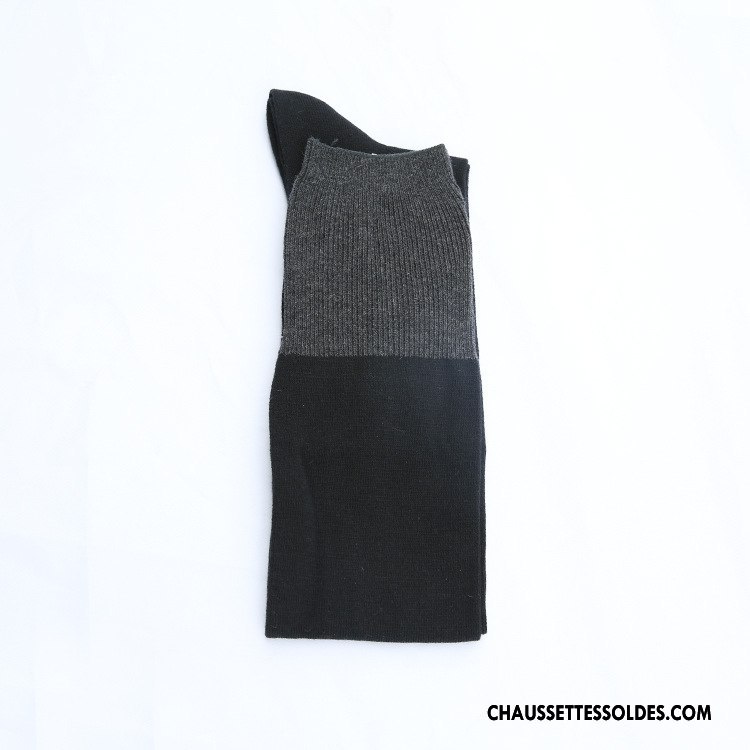 Chaussettes Longues Femme Chaussettes En Coton Gris Foncé