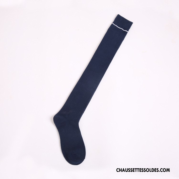 Chaussettes Longues Femme Chaussettes En Coton Haute Vent D'université Bleu