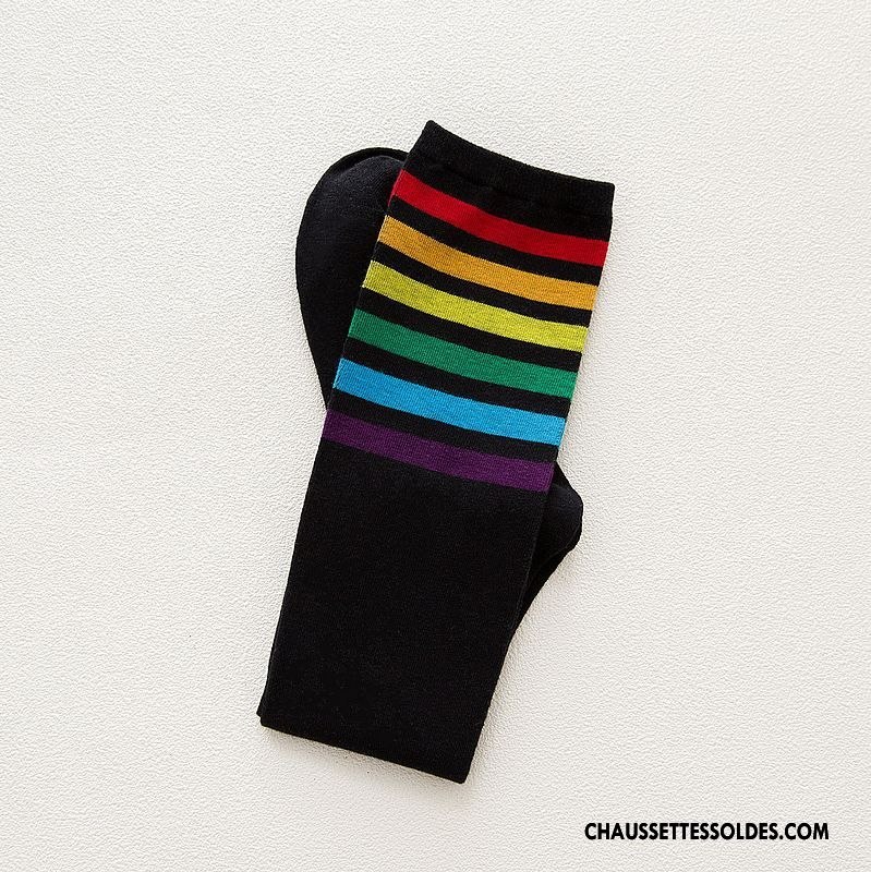 Chaussettes Longues Femme Chaussettes En Coton Le Nouveau Dame Couleurs Mixtes Blanc