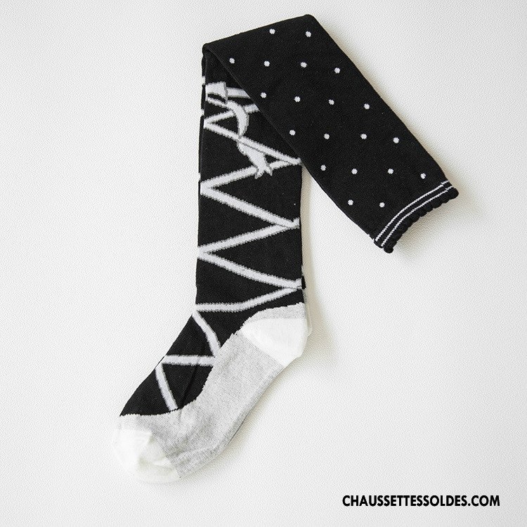 Chaussettes Longues Femme Chaussettes En Coton Mode Respirant Rayé Printemps 100% Coton Blanc