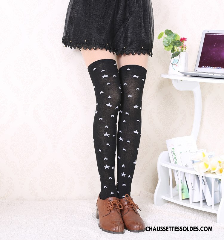 Chaussettes Longues Femme Chaussettes En Coton Points Pentacle Gris