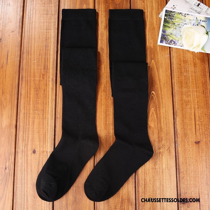 Chaussettes Longues Femme Coton Bio Long Stock Haute Vent D'université Antidérapant Élève Blanc Pur Pure Bleu