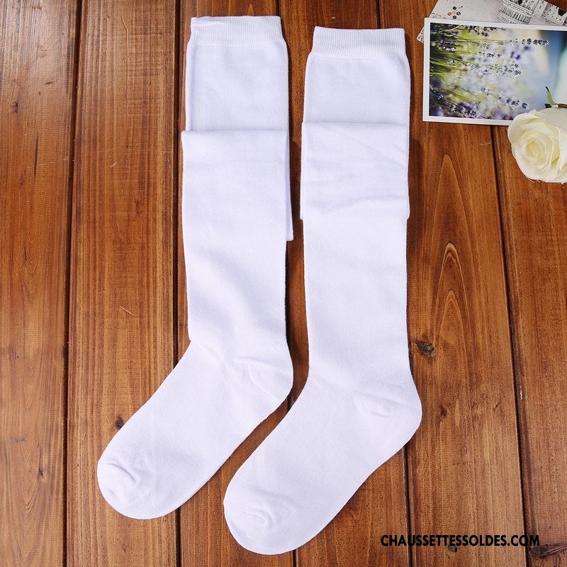 Chaussettes Longues Femme Coton Bio Long Stock Haute Vent D'université Antidérapant Élève Blanc Pur Pure Bleu