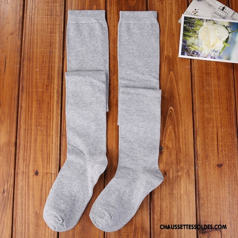 Chaussettes Longues Femme Coton Bio Long Stock Haute Vent D'université Antidérapant Élève Blanc Pur Pure Bleu