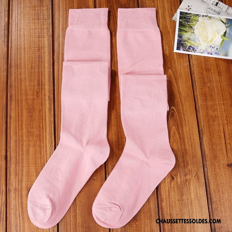 Chaussettes Longues Femme Coton Bio Long Stock Haute Vent D'université Antidérapant Élève Blanc Pur Pure Bleu