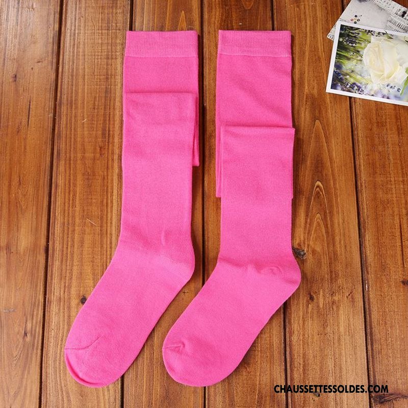 Chaussettes Longues Femme Coton Bio Long Stock Haute Vent D'université Antidérapant Élève Blanc Pur Pure Bleu