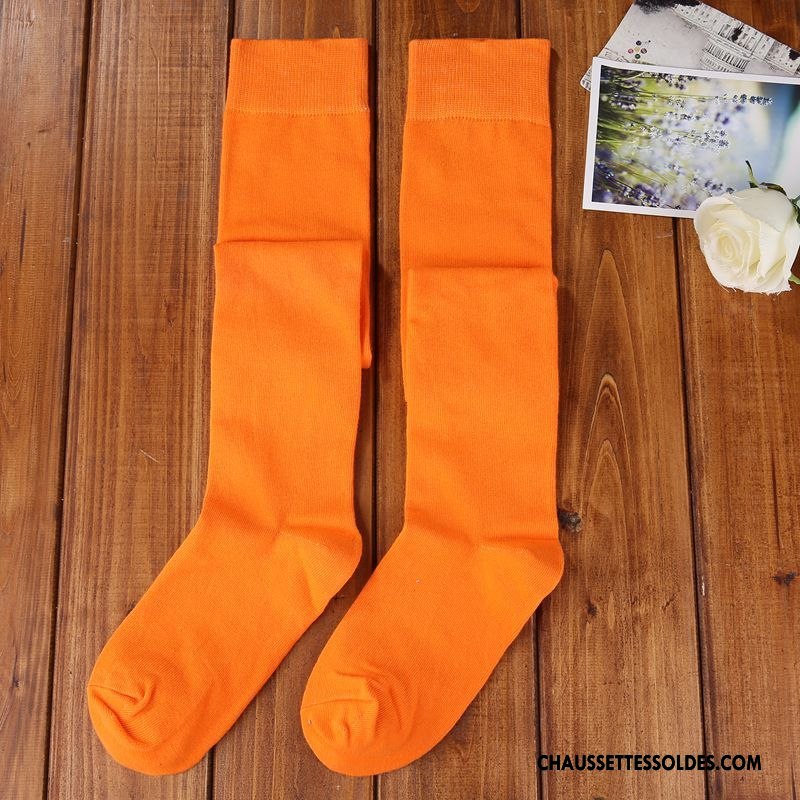 Chaussettes Longues Femme Coton Bio Long Stock Haute Vent D'université Antidérapant Élève Blanc Pur Pure Bleu
