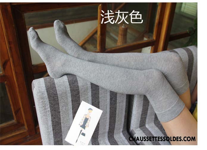 Chaussettes Longues Femme Coton Bio Vent D'université L'automne Haute Mince Hiver Pure Noir