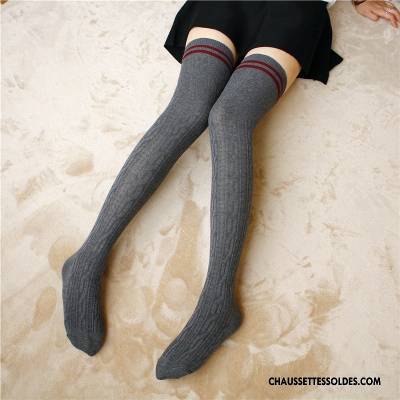 Chaussettes Longues Femme Coton Bio Élève Rétro Long Stock Fleurs Bordeaux
