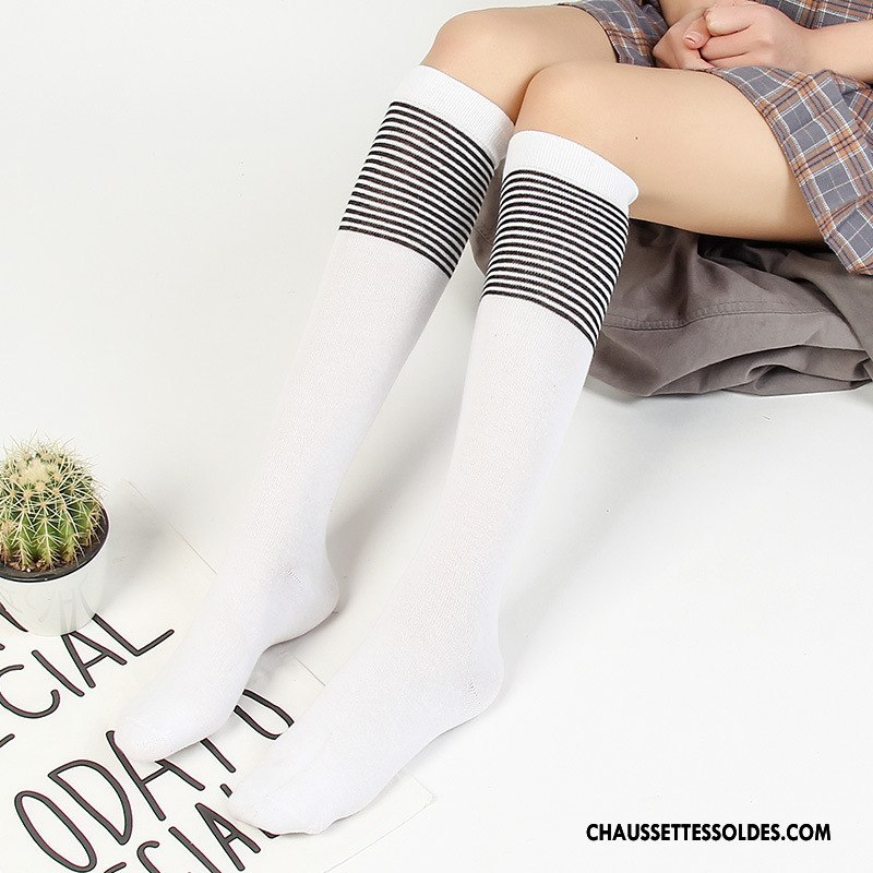 Chaussettes Longues Femme Coton Tendance Chaussette À Genou Style Chaud Dame Sexy Pure Gris