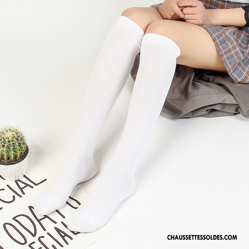 Chaussettes Longues Femme Coton Tendance Chaussette À Genou Style Chaud Dame Sexy Pure Gris