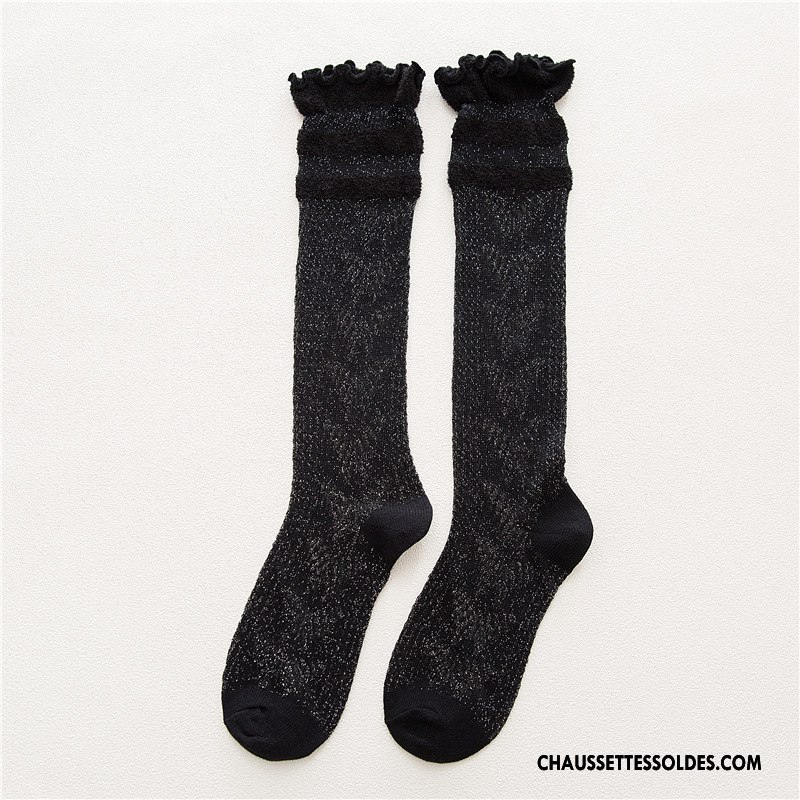 Chaussettes Longues Femme Creux Guipure Dentelle Dame Mince Engrener Long Stock Bleu