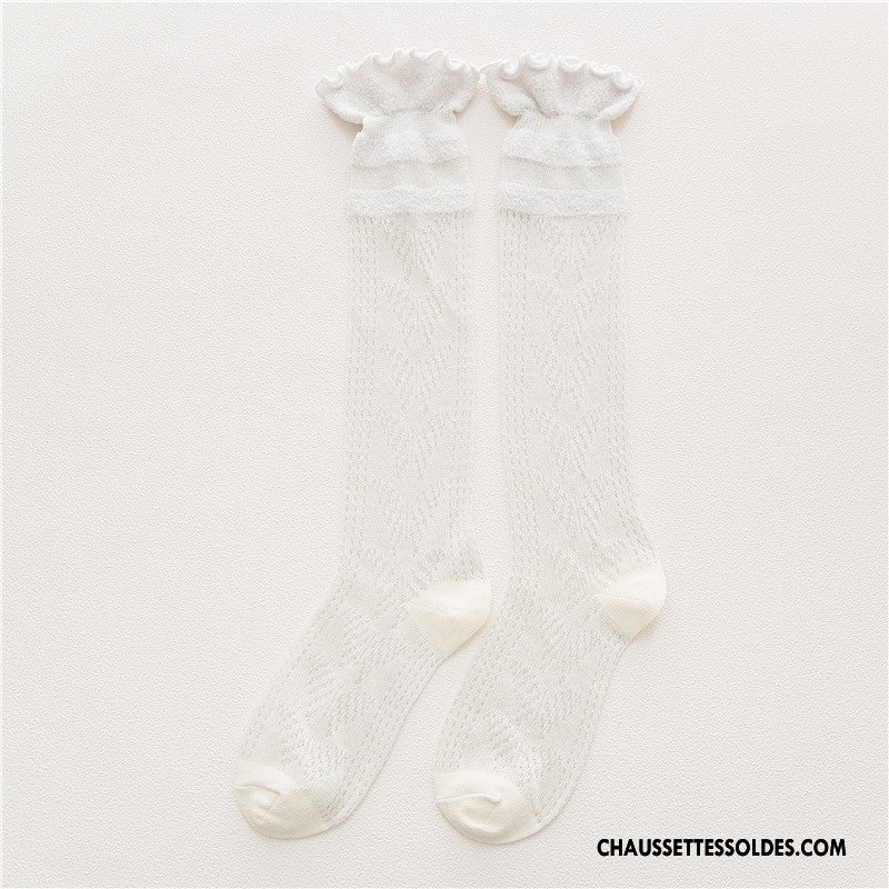 Chaussettes Longues Femme Creux Guipure Dentelle Dame Mince Engrener Long Stock Bleu