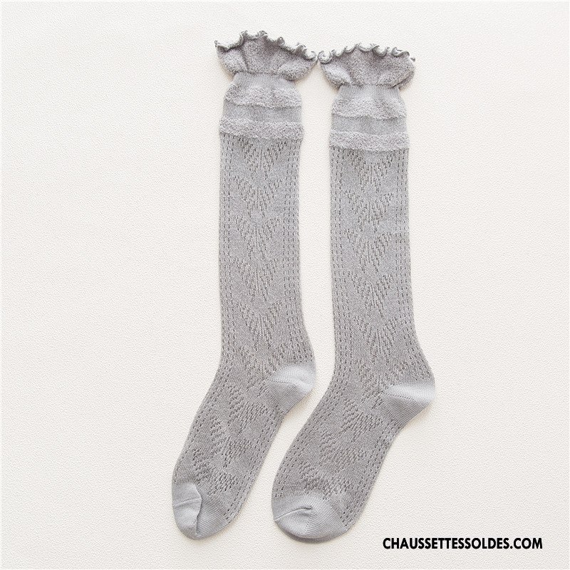 Chaussettes Longues Femme Creux Guipure Dentelle Dame Mince Engrener Long Stock Bleu
