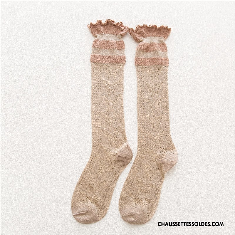 Chaussettes Longues Femme Creux Guipure Dentelle Dame Mince Engrener Long Stock Bleu