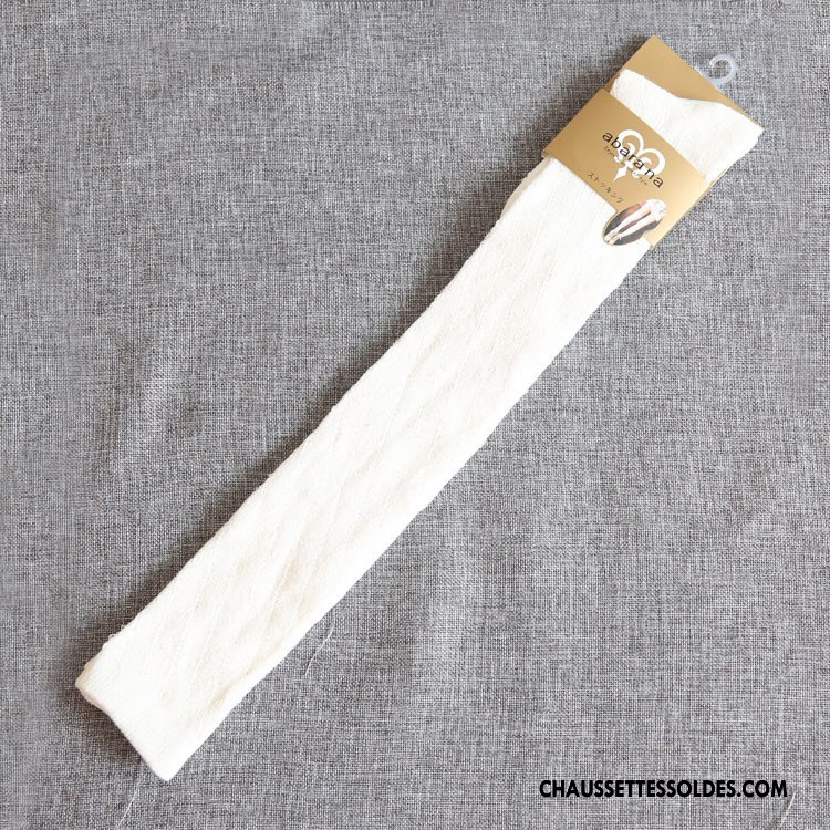Chaussettes Longues Femme Creux Guipure L'automne Rhombe Long Stock Vente Chaude 100% Coton Blanc