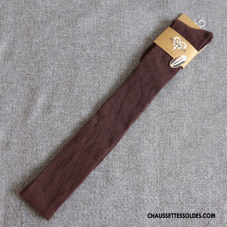 Chaussettes Longues Femme Creux Guipure L'automne Rhombe Long Stock Vente Chaude 100% Coton Blanc