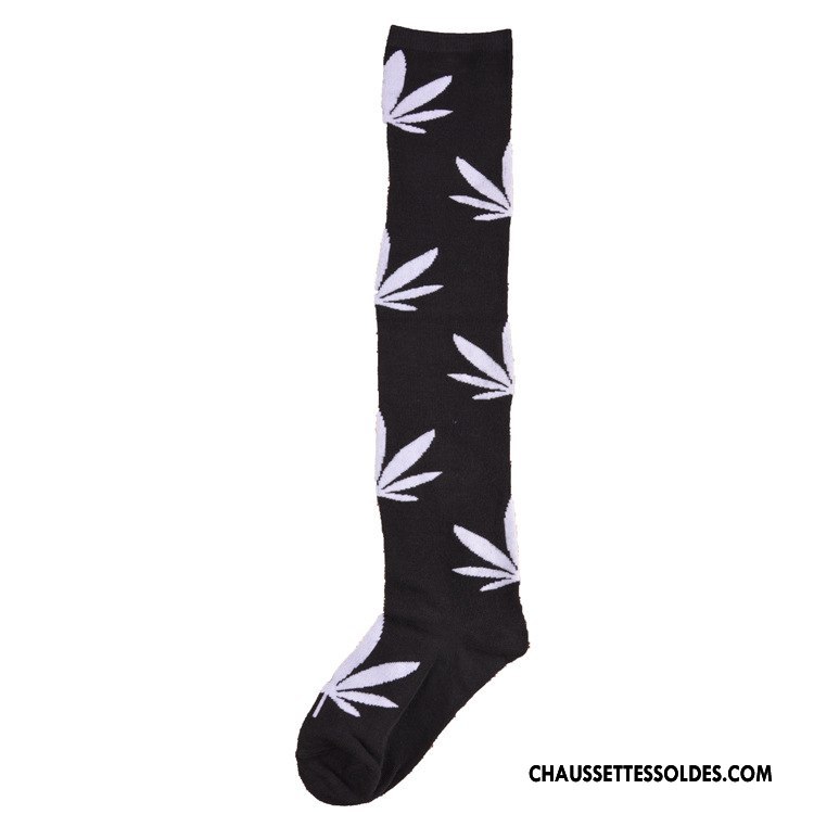 Chaussettes Longues Femme Dame Europe Le Nouveau Mode Haute Noir