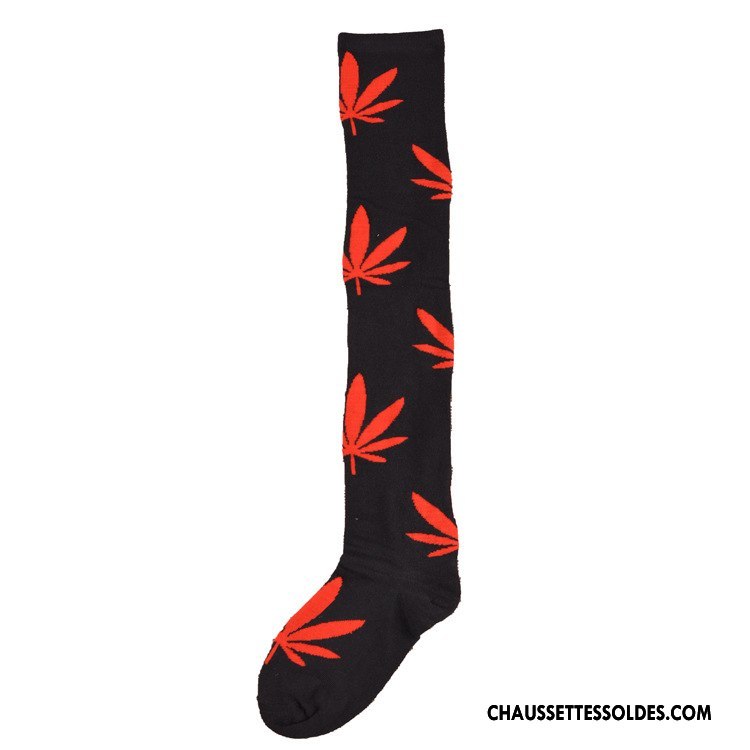 Chaussettes Longues Femme Dame Europe Le Nouveau Mode Haute Noir