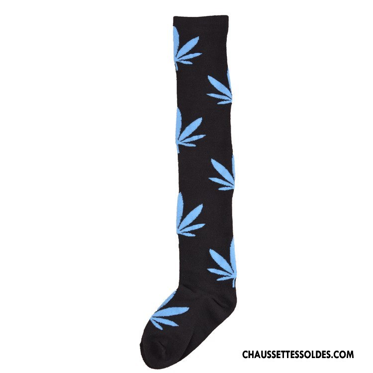 Chaussettes Longues Femme Dame Europe Le Nouveau Mode Haute Noir