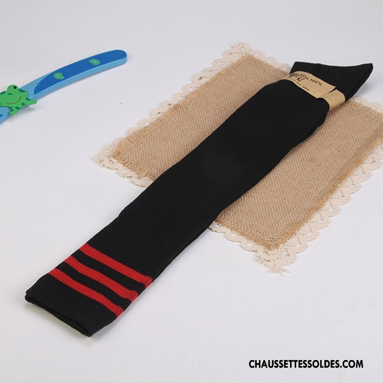 Chaussettes Longues Femme Dame Haute Rayé Mince Long Stock Vent D'université Noir