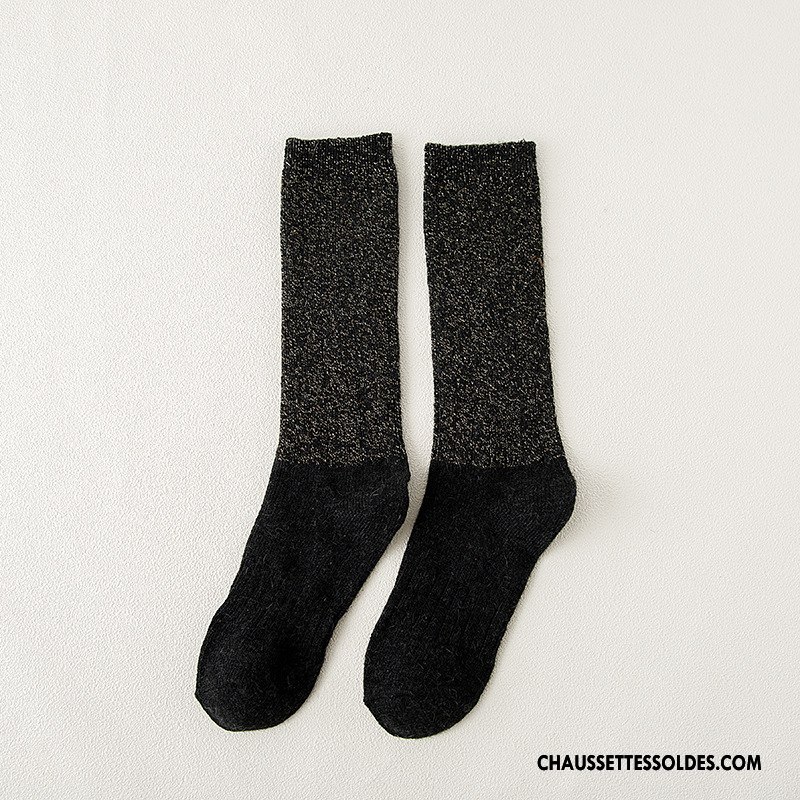 Chaussettes Longues Femme Dame Hiver L'automne Long Stock Noir Or Argent