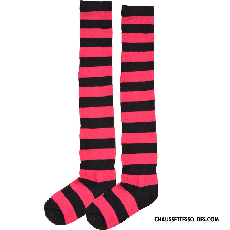 Chaussettes Longues Femme Dame Rayé Gros Long Stock Bleu Blanc