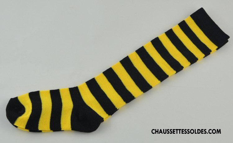 Chaussettes Longues Femme Danse Zèbre Long Stock Rayé Enfant Jaune