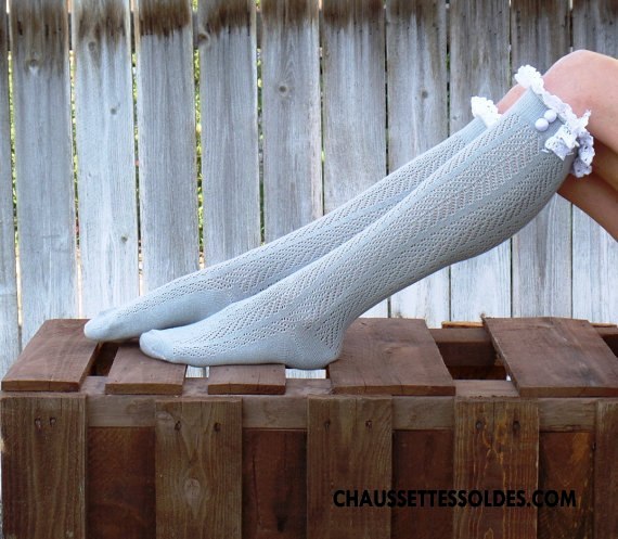 Chaussettes Longues Femme Dentelle Beauté Creux Guipure Dame Mode Blanc