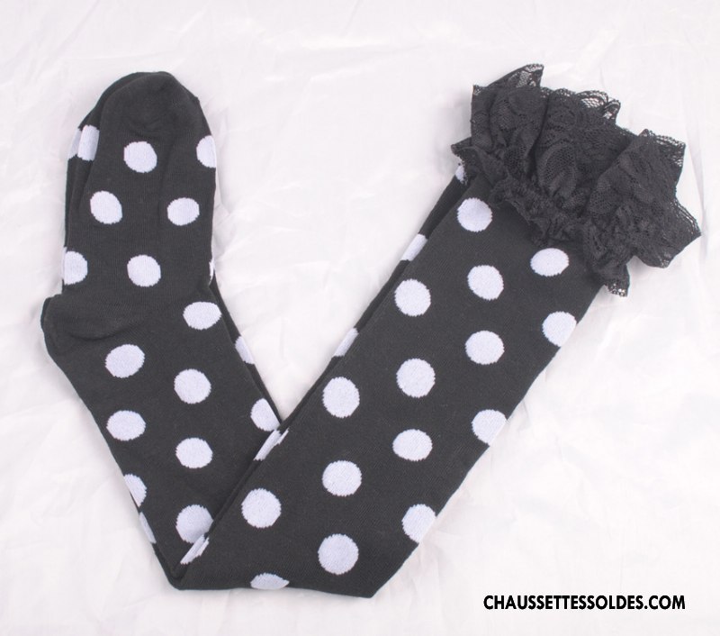 Chaussettes Longues Femme Dentelle Gros Long Stock Dame Charmant Noir