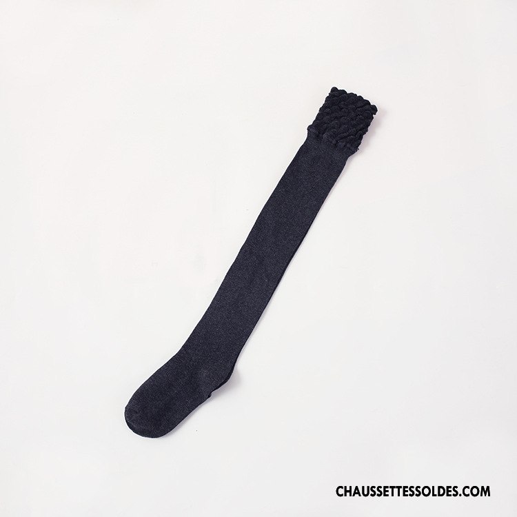 Chaussettes Longues Femme Dentelle Hiver L'automne Dimensionnel Antidérapant Gris