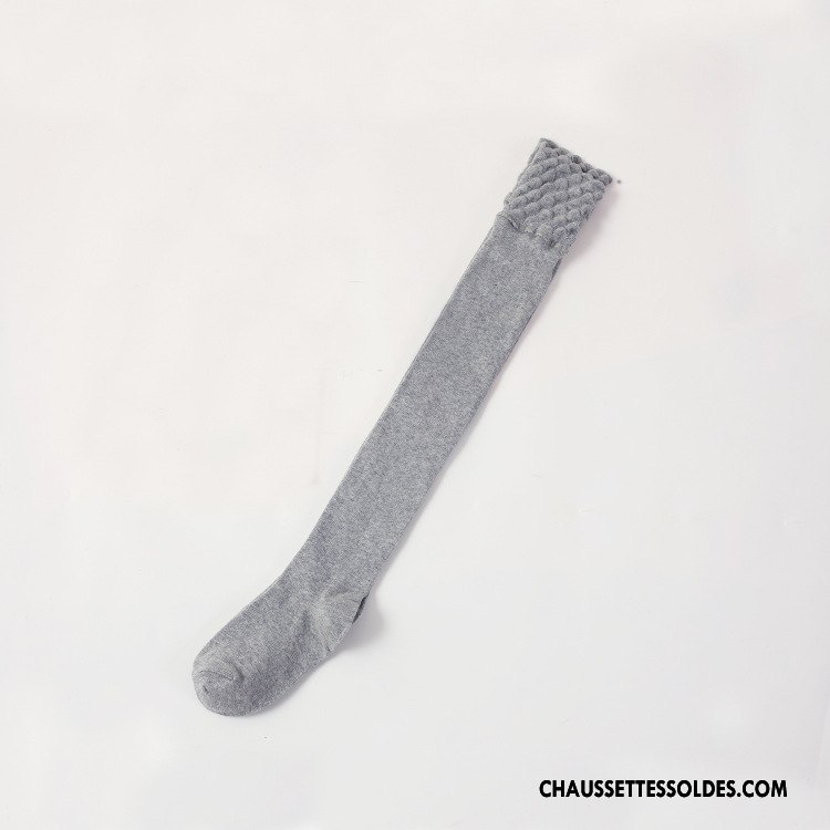 Chaussettes Longues Femme Dentelle Hiver L'automne Dimensionnel Antidérapant Gris