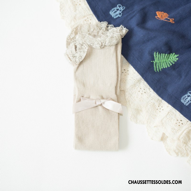 Chaussettes Longues Femme Dentelle Nouvelles Arrivées 100% Coton Printemps L'automne Papillon Noir