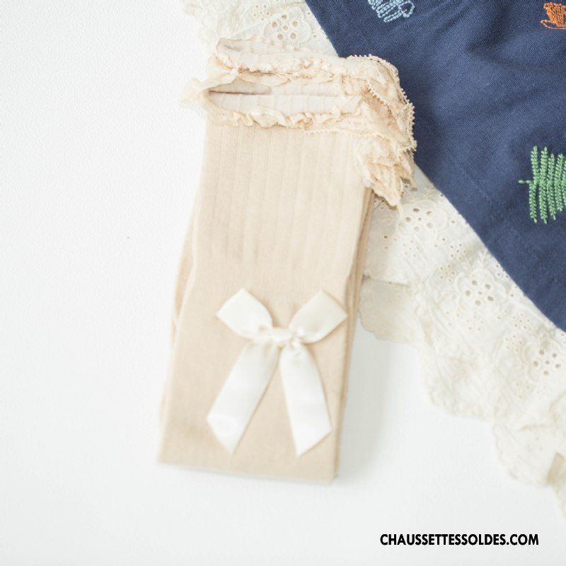 Chaussettes Longues Femme Dentelle Nouvelles Arrivées 100% Coton Printemps L'automne Papillon Noir