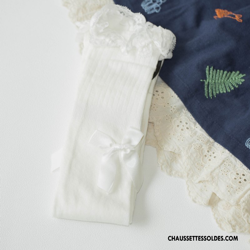 Chaussettes Longues Femme Dentelle Nouvelles Arrivées 100% Coton Printemps L'automne Papillon Noir