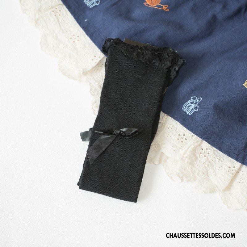 Chaussettes Longues Femme Dentelle Nouvelles Arrivées 100% Coton Printemps L'automne Papillon Noir