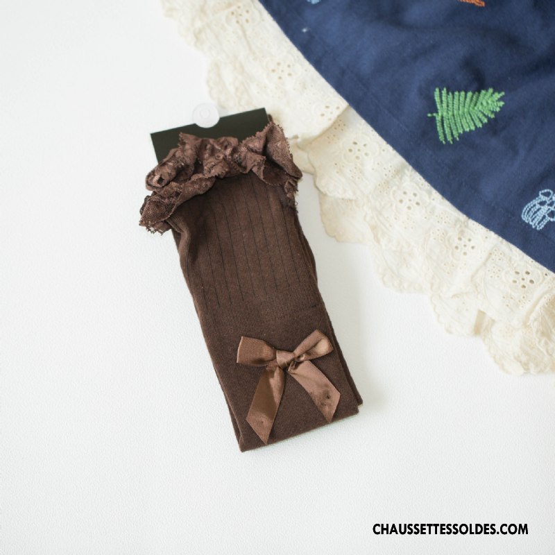 Chaussettes Longues Femme Dentelle Nouvelles Arrivées 100% Coton Printemps L'automne Papillon Noir