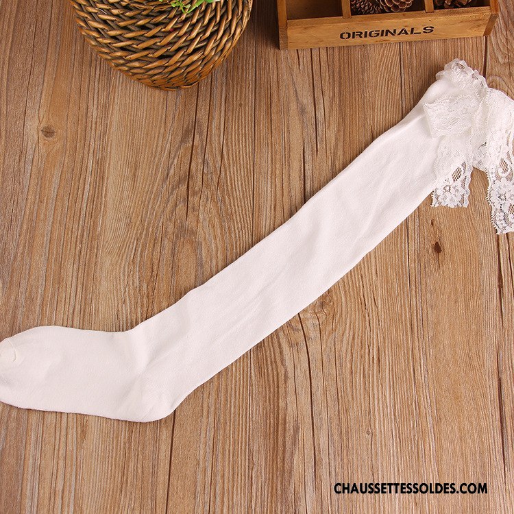 Chaussettes Longues Femme Dentelle Élève Mode L'automne Chaussettes En Coton Printemps Bleu