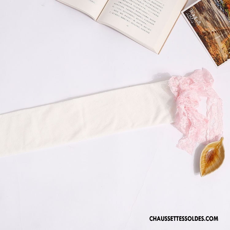 Chaussettes Longues Femme Dentelle Élève Mode L'automne Chaussettes En Coton Printemps Bleu