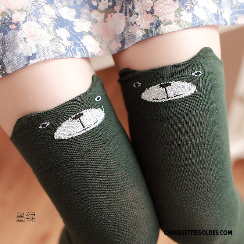 Chaussettes Longues Femme Dimensionnel Hiver L'automne Fleurs Coton Bio Haute Gris