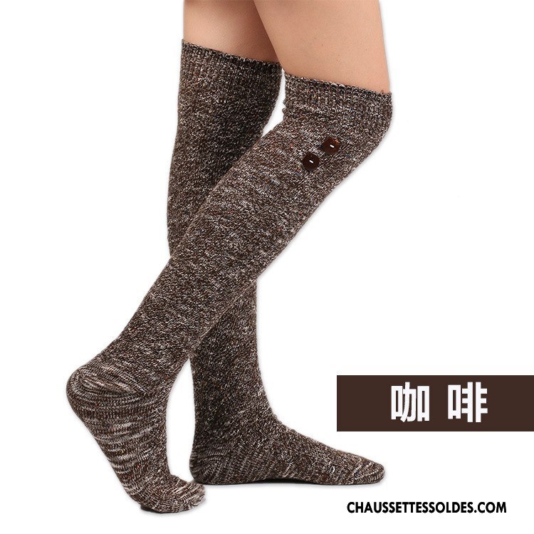 Chaussettes Longues Femme En Maille Long Stock La Laine Haute Décoration Le Nouveau Gris