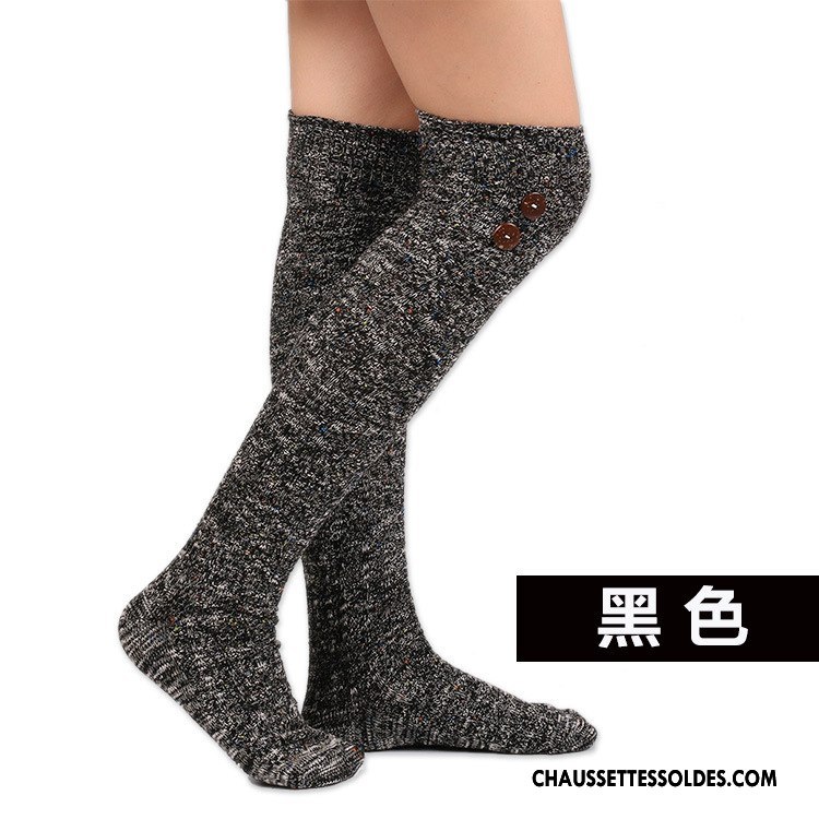 Chaussettes Longues Femme En Maille Long Stock La Laine Haute Décoration Le Nouveau Gris